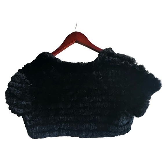 Wilson’s Leather Rabbit Fur Mesh Bolero Jacket Black Women’s Size L/XL. - Picture 7 of 11